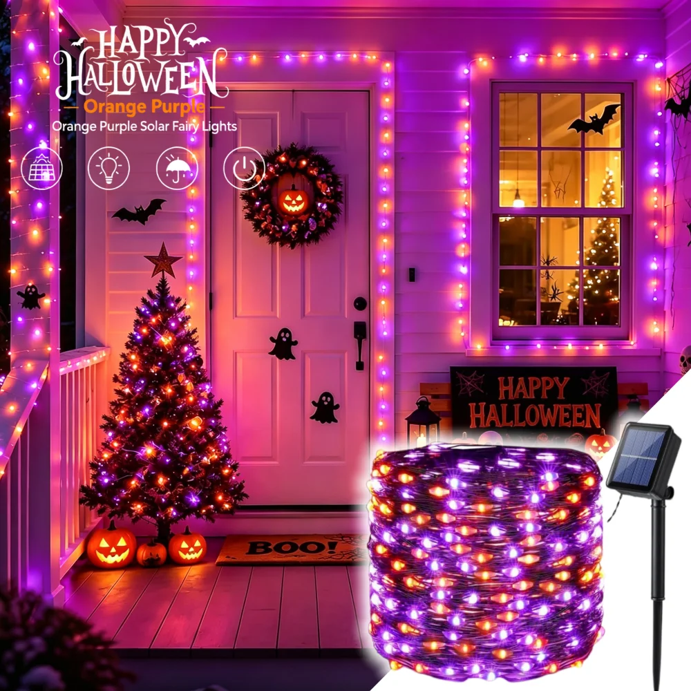 Halloween Led String Lights Orange - Halloween Solar Kupferdraht Lichterkette Outdoor Wasserdicht
