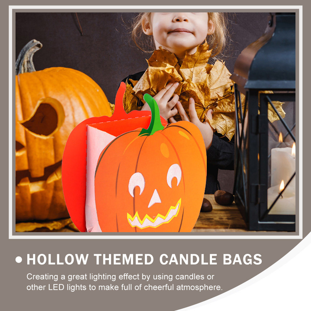Pumpkin Lantern Halloween - 12 Stück Kürbisbeutel, ausgehöhlt, flammhemmend, langlebiges