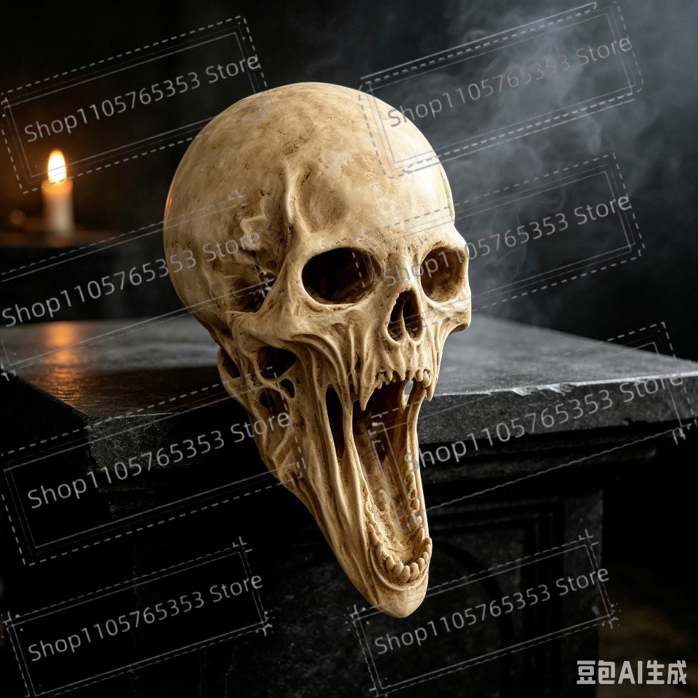 Halloween Skeleton Decoration - Gotische schreiende Totenkopf-Statue, gruselige Skelettkopf-Skulptur, Halloween-Deko