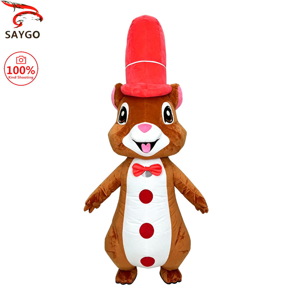 Halloween Costume Adult - SAYGO Roter Eichhörnchen-Aufblasbarer Kostüm-Maskottchen-Parade-Set für Erwachsene,