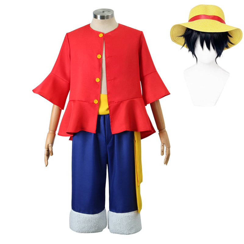 Halloween Costume Kids - Luffy Cosplay Kostüm Hut Perücke Anime
