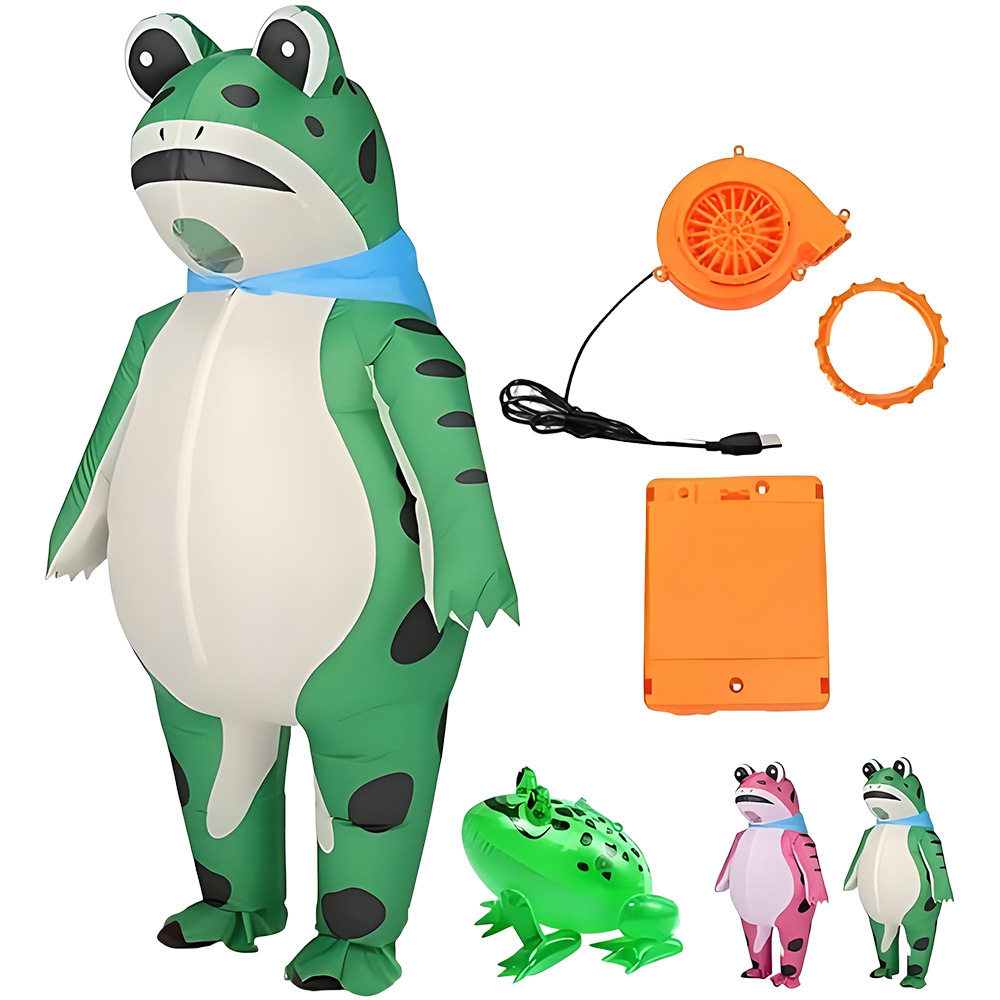 Halloween Costume Adult - ZOETOPKID Aufblasbares Frosch-Cosplay-Kostüm Lustiges Aufblasbares Frosch-Kostüm