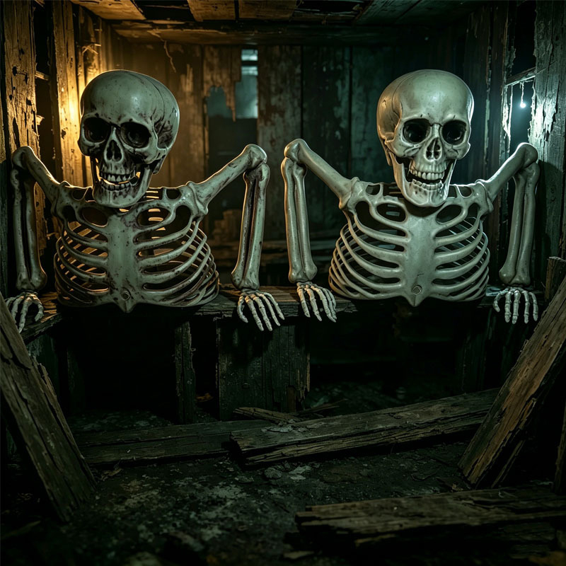Halloween Skeleton Decoration - Horror-Halbschädel-Ornament, Halloween-Schädelknochen-Dekoration, Friedhofs-Requisiten, Outdoor-Party-Halloween-Dekorationszubehör