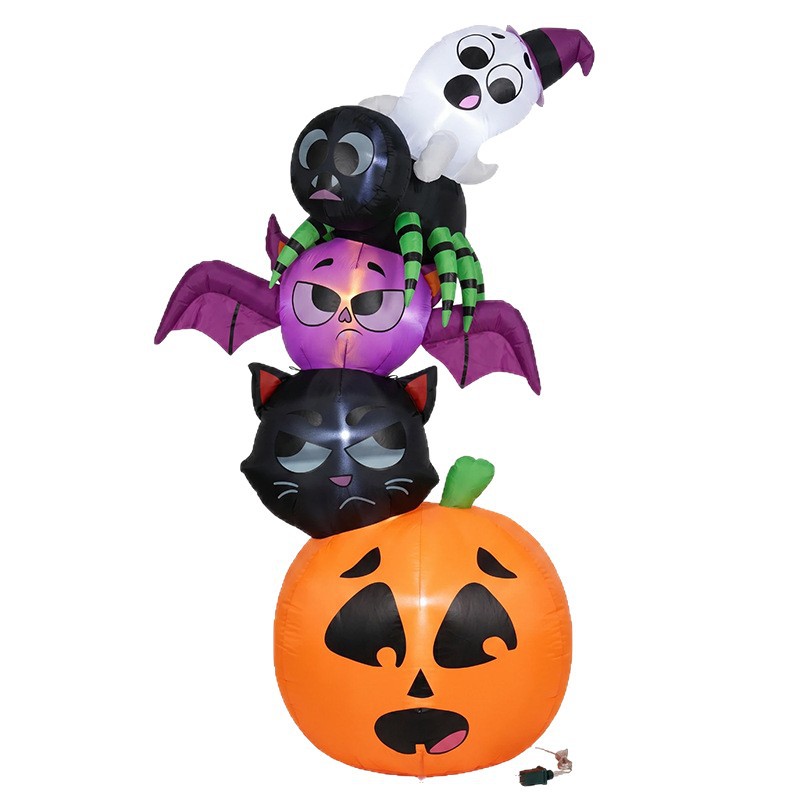 Halloween Pumpkin Decor Led - 18m Halloween Aufblasbare Dekorationen Gestapelte Kürbisse