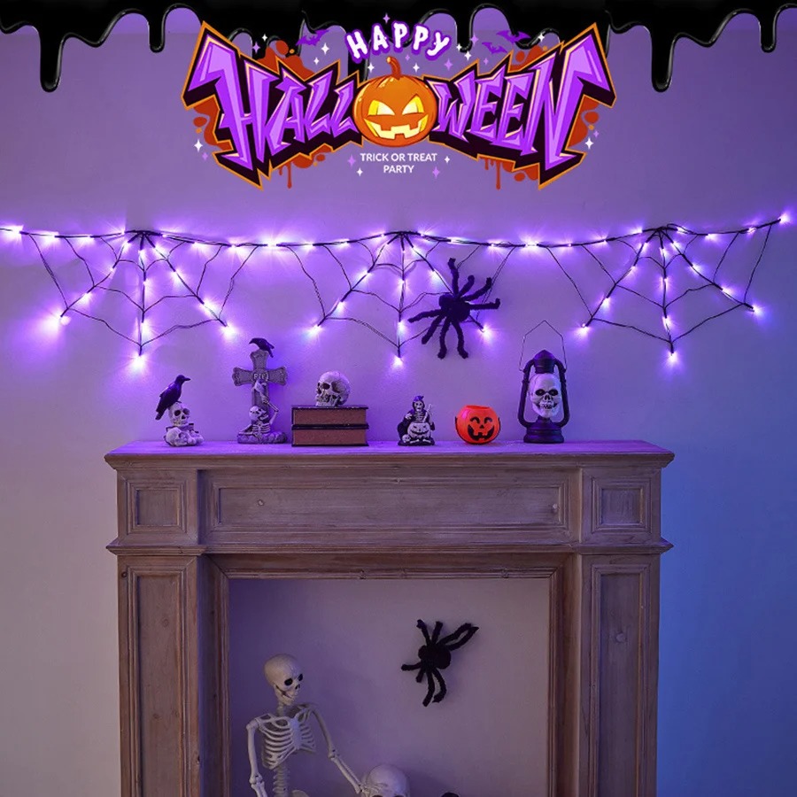 Halloween-Spinnennetz-Lichterk – Halloween Led String Lights Orange Bewertung und Preis