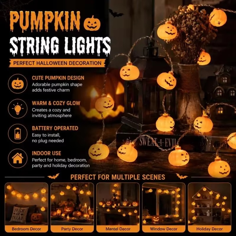 Halloween-Kürbis-LED-Lichterke – Halloween Pumpkin Decor Led Bewertung und Preis