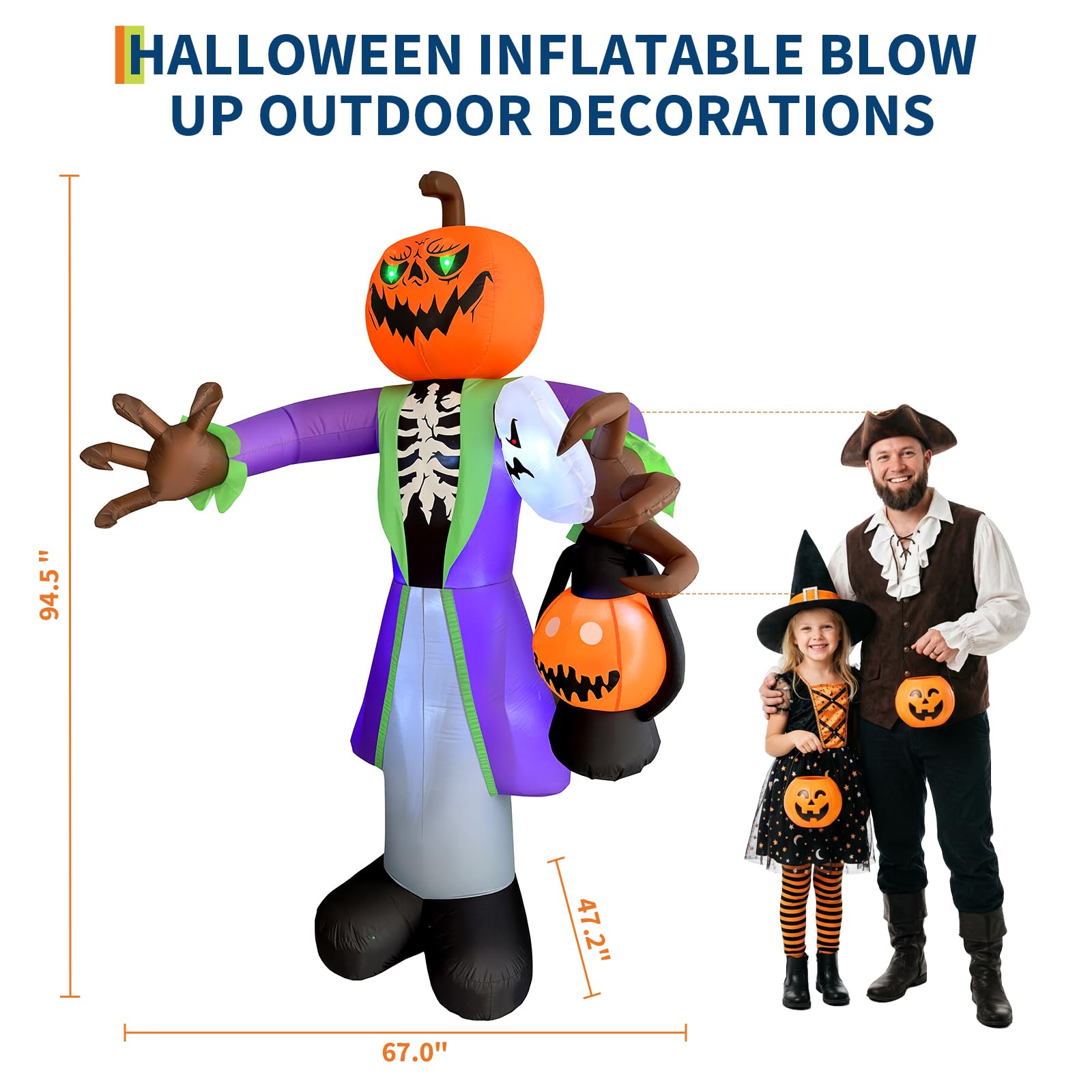 8 Fuß großer, beleuchteter, au – Halloween Pumpkin Decor Led Bewertung und Preis