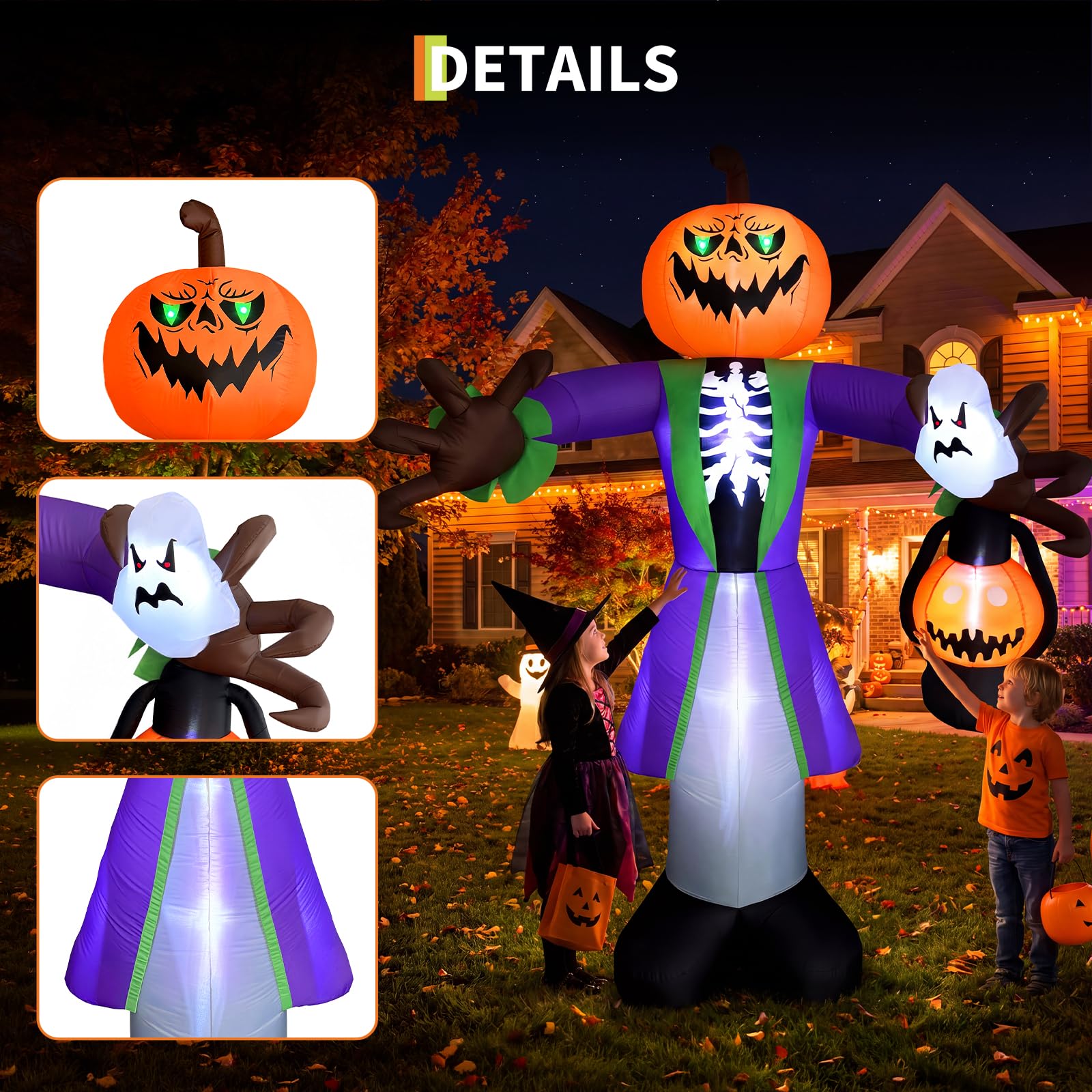 8 Fuß großer, beleuchteter, au – Halloween Pumpkin Decor Led Bewertung und Preis